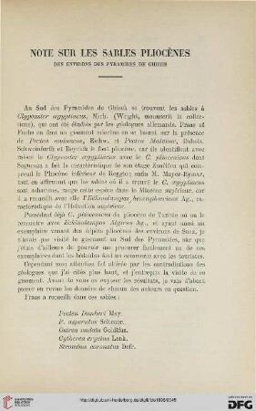 3.Ser. 9.1898: Note sur les sables pliocènes des environs des pyramides de Ghizeh
