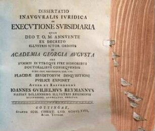 Diss. inaug. iur. de executione subsidiaria