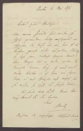 Schreiben von Moritz Ellstätter, Berlin, an seine Frau Marie: - Verhältnis zu [Julius] Jolly - Besuche bei [Gustav] Scheidtmann und Hansemanns - Theater - Kontakt zu [August] Eisenlohr - Privates