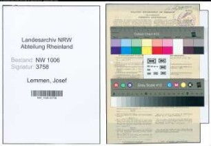 Entnazifizierung Josef Lemmen , geb. 09.12.1909 (Stricker)