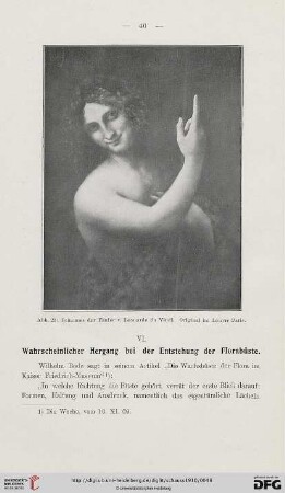 VI. Wahrscheinlicher Hergang bei der Entstehung der Florabüste