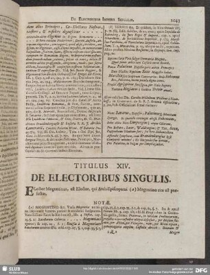Titulus XIV. De Electoribus Singulis