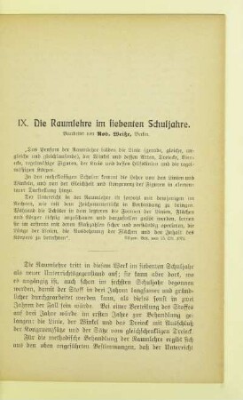 IX. Die Raumlehre im siebenten Schuljahre