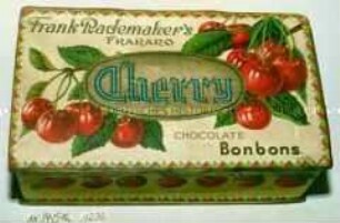 Pappschachtel für "Frank Rademaker's FRARARO Cherry CHOCOLATE Bonbons."