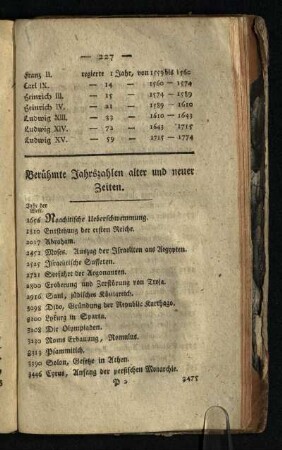 Beruehmte Jahrszahlen alter und neuer Zeiten
