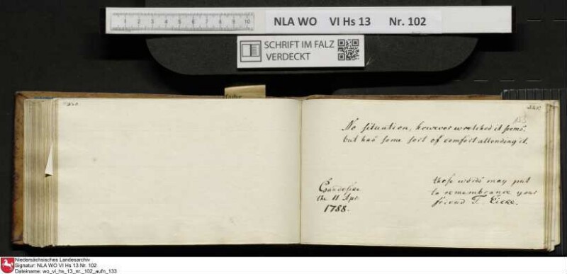 Stammbuch des Johann Christian Wilhelm Schütze aus                            Braunschweig