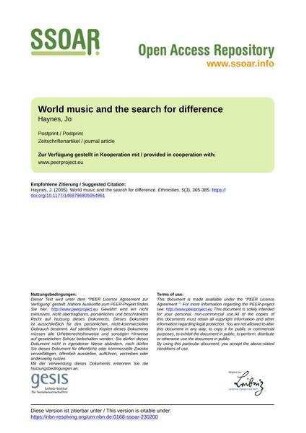 World music and the search for difference