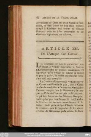 Article XII. De l'Attaque d'un Convoi.