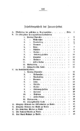 Inhaltsverzeichniß des Januar-Heftes