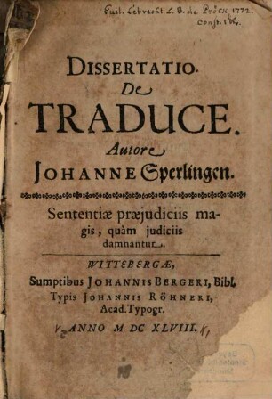 Dissertatio de traduce