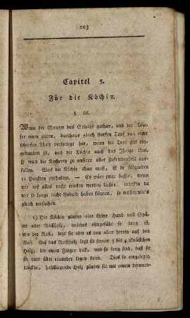 Capitel 5. Für die Köchin.