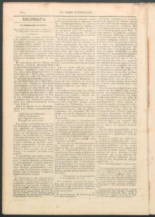 Bibliografía : La inmigración en el Perú[, de Pedro Paz Soldán y Unánue]. (Conclusión.)