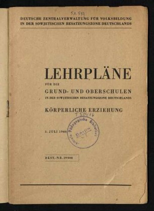 1946: Körperliche Erziehung