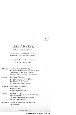 Liszt-Feier am Geburtstag des Komponisten