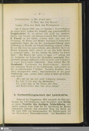 3. Vorbereitungsarbeit der Lehrkräfte