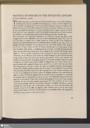 Printing At Ferrara In The Fifteenth Century