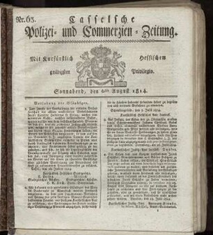 Nr. 63, Sonnabend den 6ten August. 1814