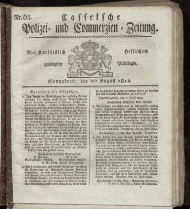 Nr. 63, Sonnabend den 6ten August. 1814