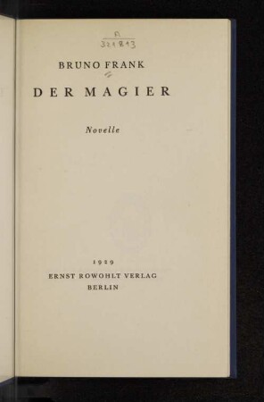 Der Magier : Novelle