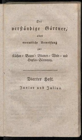 Vierter Heft. Junius und Julius.