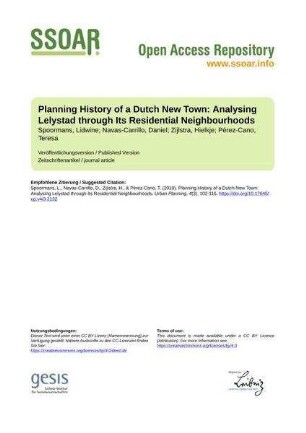 Planning History of a Dutch New Town: Analysing Lelystad through Its Residential Neighbourhoods