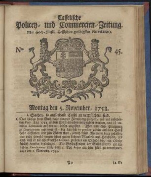 Nro. 45, Montag den 5. November 1753