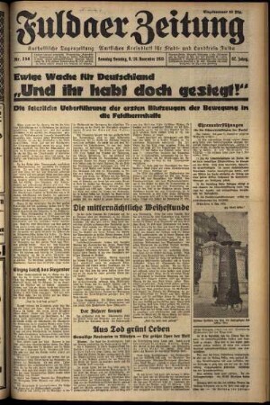 Erste Ausgabe vom Samstag, den 09. November 1935.