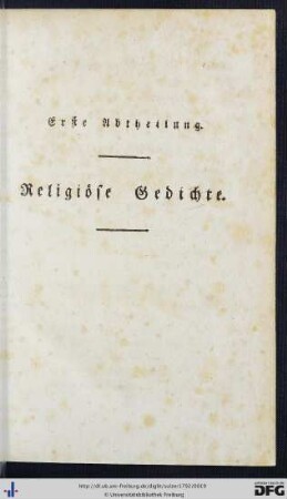 Erste Abtheilung. Religiöse Gedichte.
