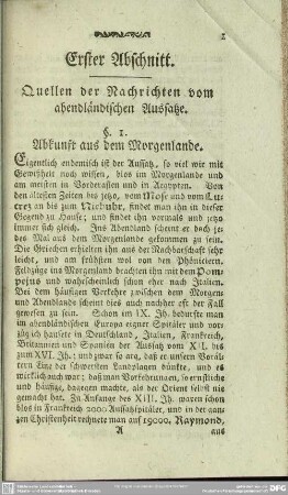 Erster Abschnitt. Quellen der Nachrichten vom abendländischen Aussatze