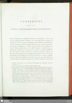 Vorbericht von der alten vaterländischen Dichtkunst