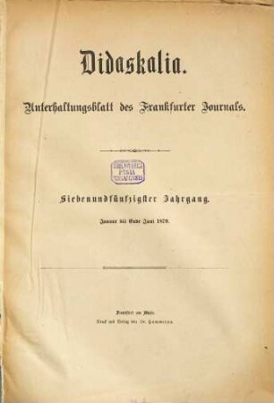 Didaskalia. 1879,1/6 = Jg. 57