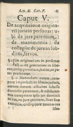 Caput V. De acquisitione originaria iuris in personas ...