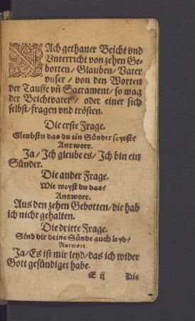 Nach gethaner Beicht und Unterricht von zehen Gebotten ...