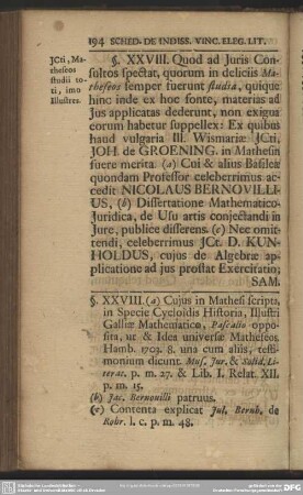 §. XXVIII. JCti Matheseos studii tori, imo Illustres