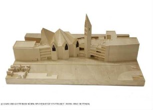 Kirche St. Gertrud - Modell des Gesamtgebäudes mit Umgebungsmodell