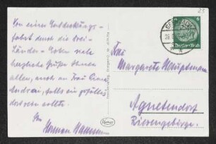 Brief von Hermann Haussmann an Margarete Hauptmann