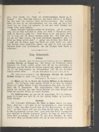 Vom Arbeitsfeld