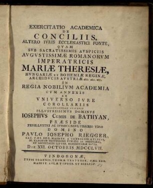 Exercitatio Academica De Conciliis, Altero Iuris Ecclesiastici Fonte