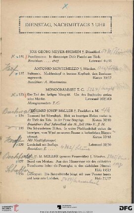 Dienstag, nachmittags 3 Uhr (Nr. 151 - 280)