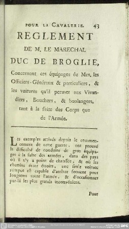 Reglement De M. Le Marechal Duc De Broglie, ...