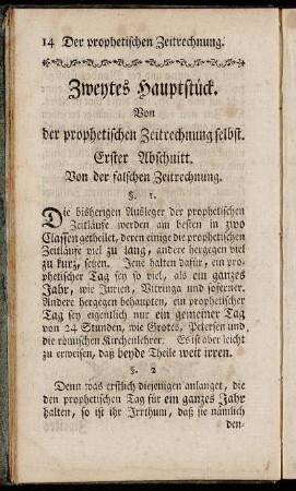Zweytes Hauptstück. Von der prophetischen Zeitrechnung selbst.