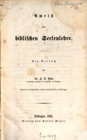 Umriss der biblischen Seelenlehre : ein Versuch