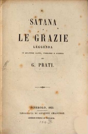 Satana e le Grazie : Leggenda in quattro canti, prologo e licenza