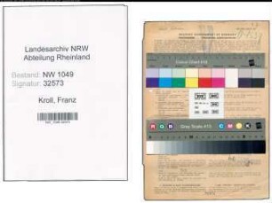 Entnazifizierung Franz Kroll , geb. 24.06.1901 (Klempner)