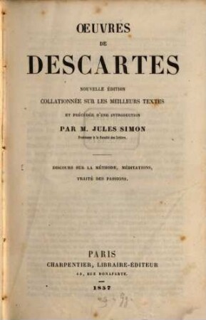 Oeuvres Oeuvres de Descartes