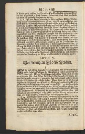 Artic. V. Von bedingten Ehe-Versprechen