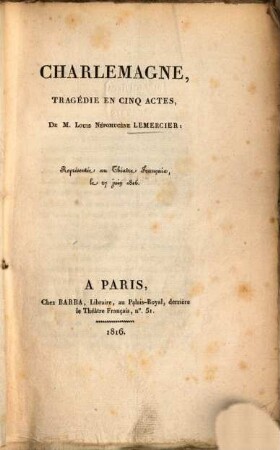 Charlemagne : tragédie en cinq actes