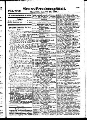 993. Ausgabe. Freitag, 26. Mai 1916