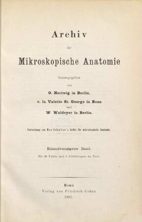 Archiv für mikroskopische Anatomie. 41, 41. 1893