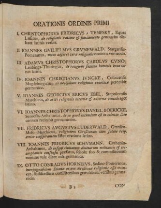 Orationis Ordinis Primi